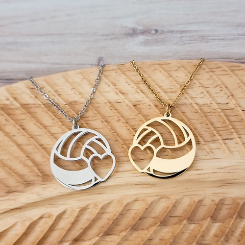 Volleyball Necklace (Silver or Gold), 1 Total, Metal Blank #80