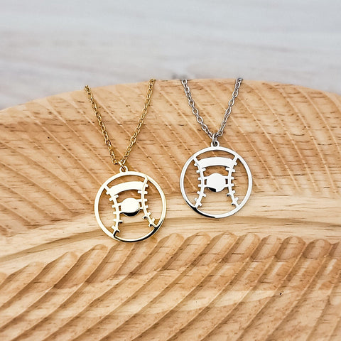 Baseball/Softball Necklace (Silver or Gold), 1 Total, Metal Blank #81
