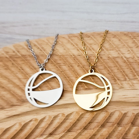 Basketball Necklace (Silver or Gold), 1 Total, Metal Blank #82