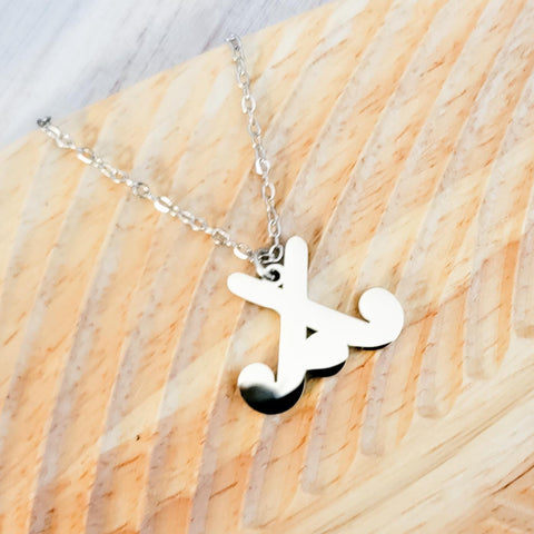 Field Hockey Pendant Necklace (Silver or Gold), Metal Blank #84