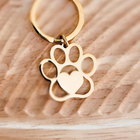 Paw Print Keychain (Silver or Gold), 1 Piece Total, Metal Blank #85