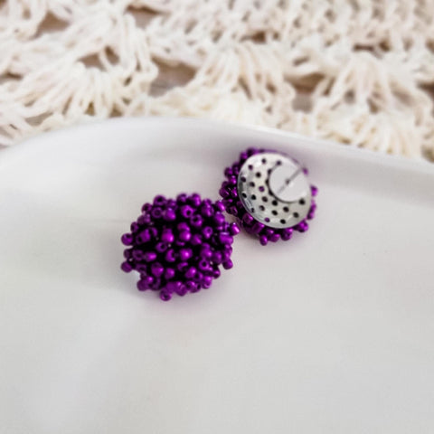 Metallic Purple 15mm Small Seed Bead Topper, 1 Pair, Seed Bead #18