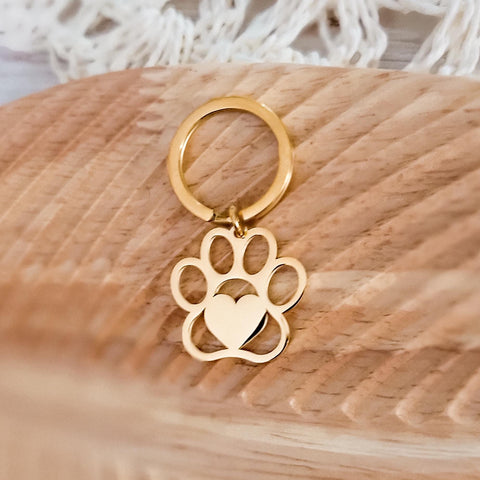 Paw Print Keychain (Silver or Gold), 1 Piece Total, Metal Blank #85