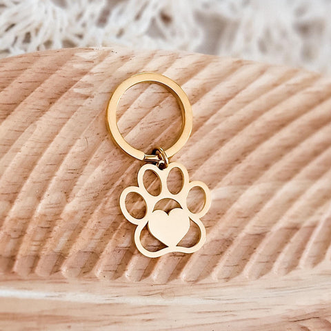 Paw Print Keychain (Silver or Gold), 1 Piece Total, Metal Blank #85