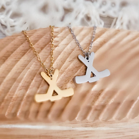 Ice Hockey Pendant Necklace (Silver or Gold), 1 Total, Metal Blank #86