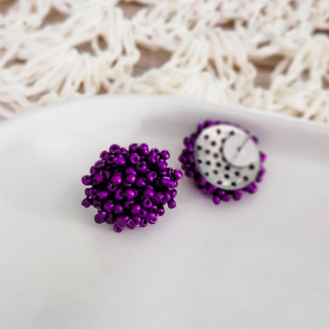 Metallic Purple 15mm Small Seed Bead Topper, 1 Pair, Seed Bead #18