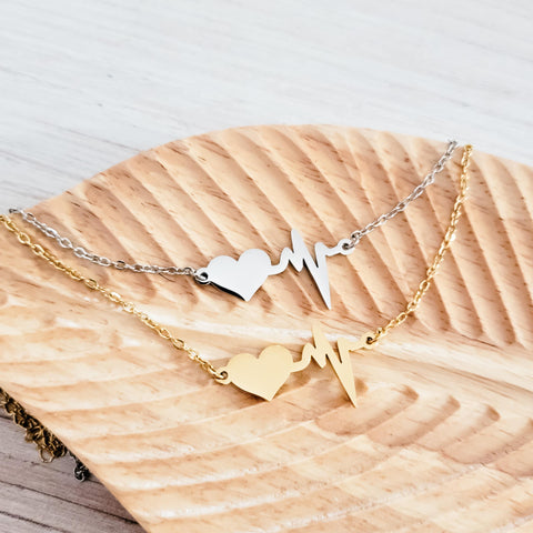 Heartbeat Necklace (Silver or Gold), 1 Total, Metal Blank #90