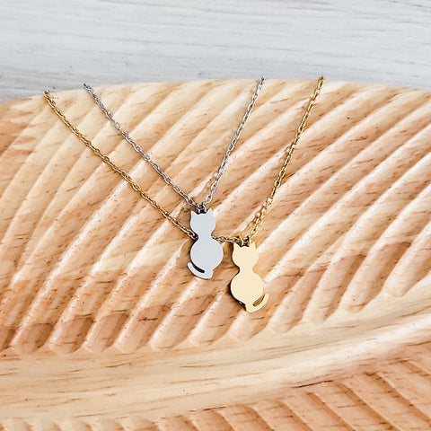 Cat Necklace (Silver or Gold), 1 Total, Metal Blank #96