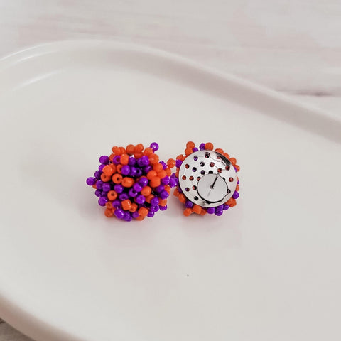 Purple and Orange Mix 15mm Small Seed Bead Topper, 1 Pair, Seed Bead #64