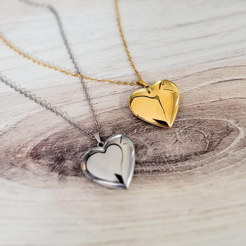 Heart Locket Necklace (Silver and Gold), 1 Total, Metal Blank #101