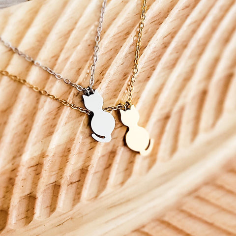 Cat Necklace (Silver or Gold), 1 Total, Metal Blank #96