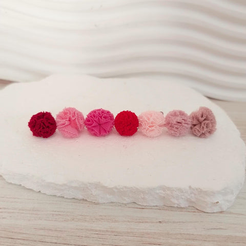Red & Pink 12mm Lace Stud Topper (Choice of Color), 3 Pairs, Stud #134-140