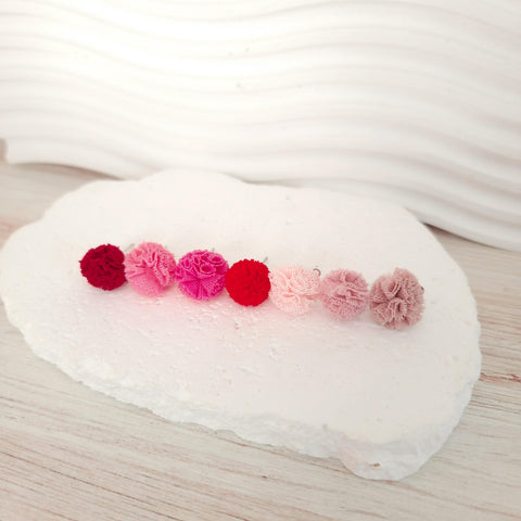 Red & Pink 12mm Lace Stud Topper (Choice of Color), 3 Pairs, Stud #134-140