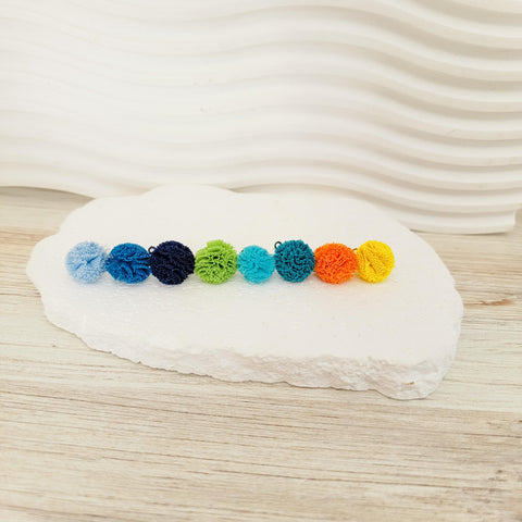 Blue, Green, Orange, & Yellow 12mm Lace Stud Topper (Choice of Color), 3 Pairs, Stud #141-148