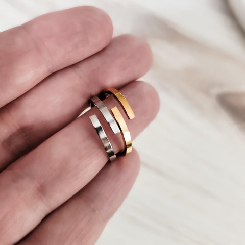 Narrow Adjustable Ring (Silver or Gold, One Size), 1 Total, Metal Blank #99