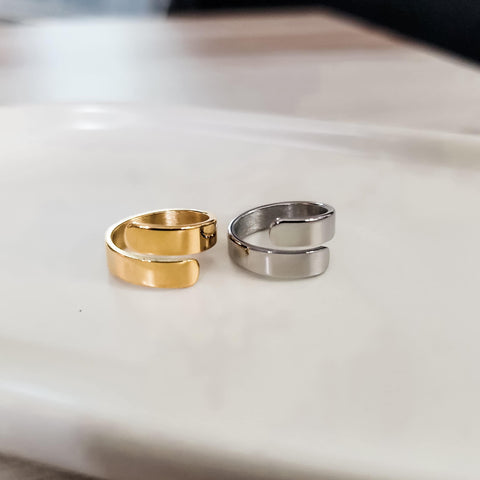 Wide Adjustable Ring (Silver or Gold, One Size), 1 Total, Metal Blank #100