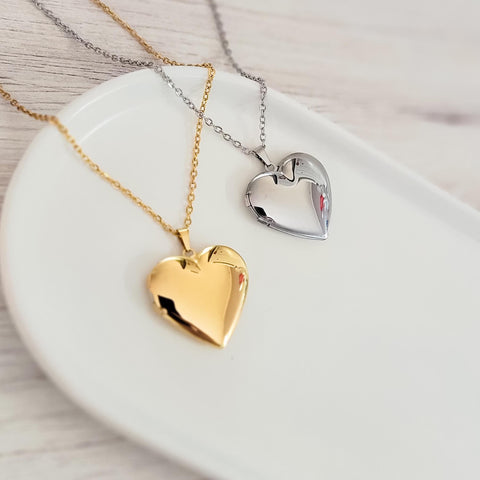 Heart Locket Necklace (Silver and Gold), 1 Total, Metal Blank #101