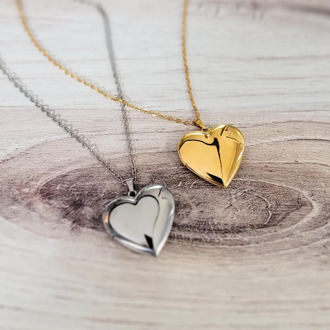 Heart Locket Necklace (Silver and Gold), 1 Total, Metal Blank #101
