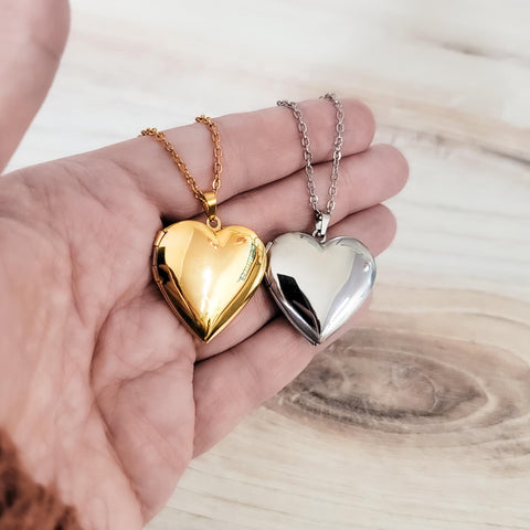 Heart Locket Necklace (Silver and Gold), 1 Total, Metal Blank #101