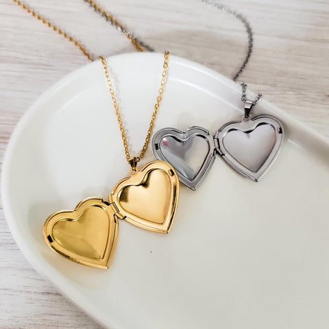 Heart Locket Necklace (Silver and Gold), 1 Total, Metal Blank #101