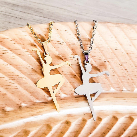 Ballerina Necklace (Silver or Gold), 1 Total, Metal Blank #104