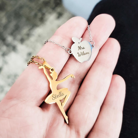 Ballerina Necklace (Silver or Gold), 1 Total, Metal Blank #104