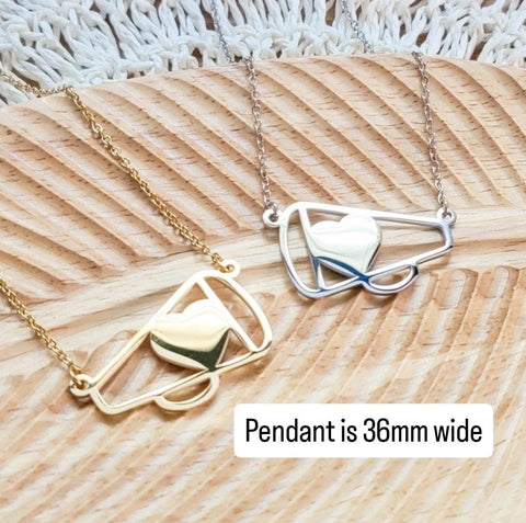 Large Cheer Megaphone Necklace (Silver or Gold), 1 Total, Metal Blank #63