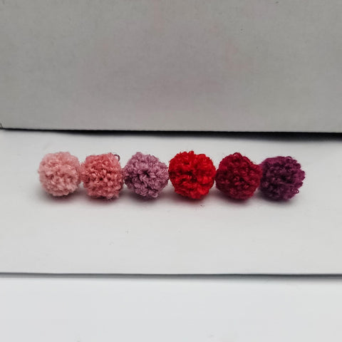 Pink & Red Woven 12mm Stud Topper (Choice of Color), 3 Pairs, Stud #114-119