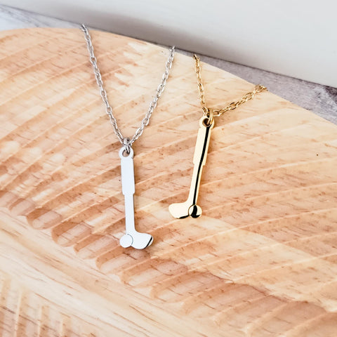 Golf Pendant Necklace (Silver or Gold), 1 Total, Metal Blank #112