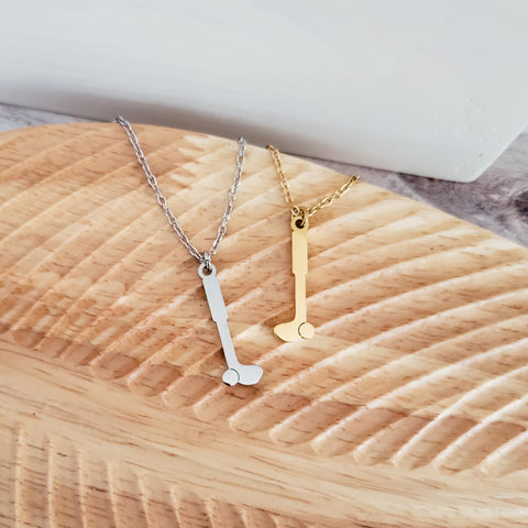 Golf Pendant Necklace (Silver or Gold), 1 Total, Metal Blank #112