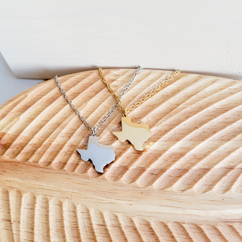 Texas Pendant Necklace (Silver or Gold), 1 Total, Metal Blank #110