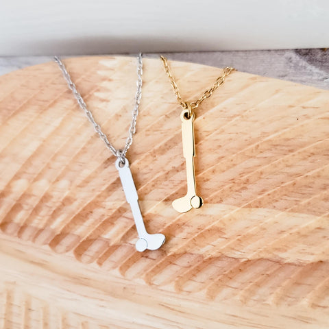 Golf Pendant Necklace (Silver or Gold), 1 Total, Metal Blank #112