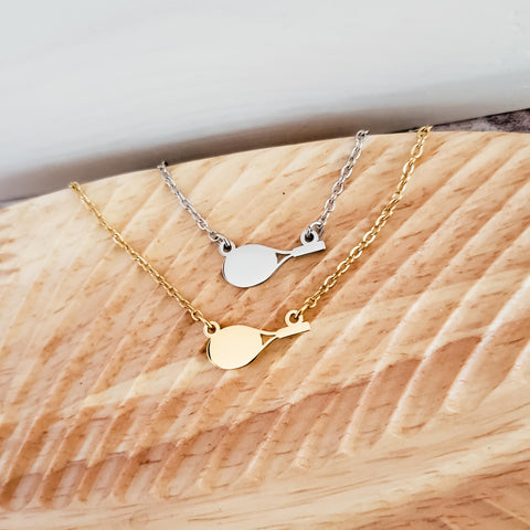 Tennis Racket Necklace (Silver or Gold), 1 Total, Metal Blank #113