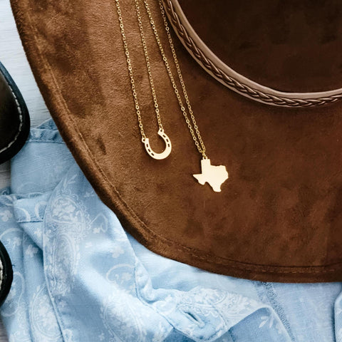 Texas Pendant Necklace (Silver or Gold), 1 Total, Metal Blank #110