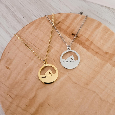 Swimmer Necklace (Silver or Gold), 1 Total, Metal Blank #117