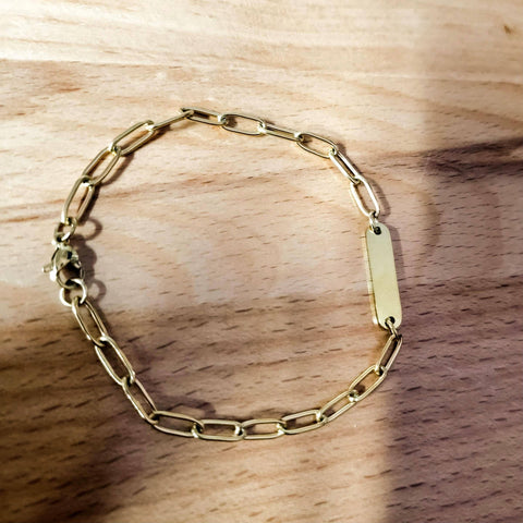 Oval Bar Paperclip Chain Bracelet (Silver or Gold), 1 Total, Metal Blank #116