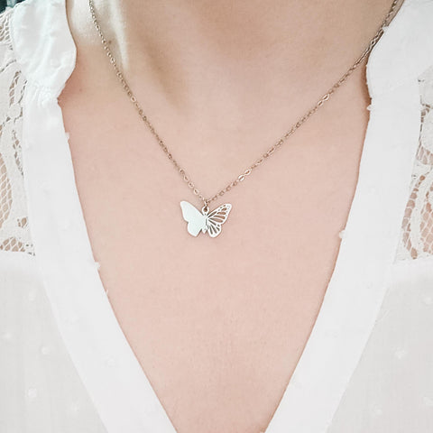 Filigree Butterfly Necklace (Silver or Gold), 1 Total, Metal Blank #125