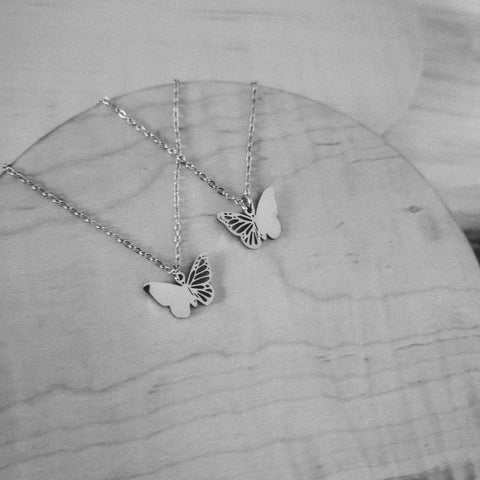 Filigree Butterfly Necklace (Silver or Gold), 1 Total, Metal Blank #125